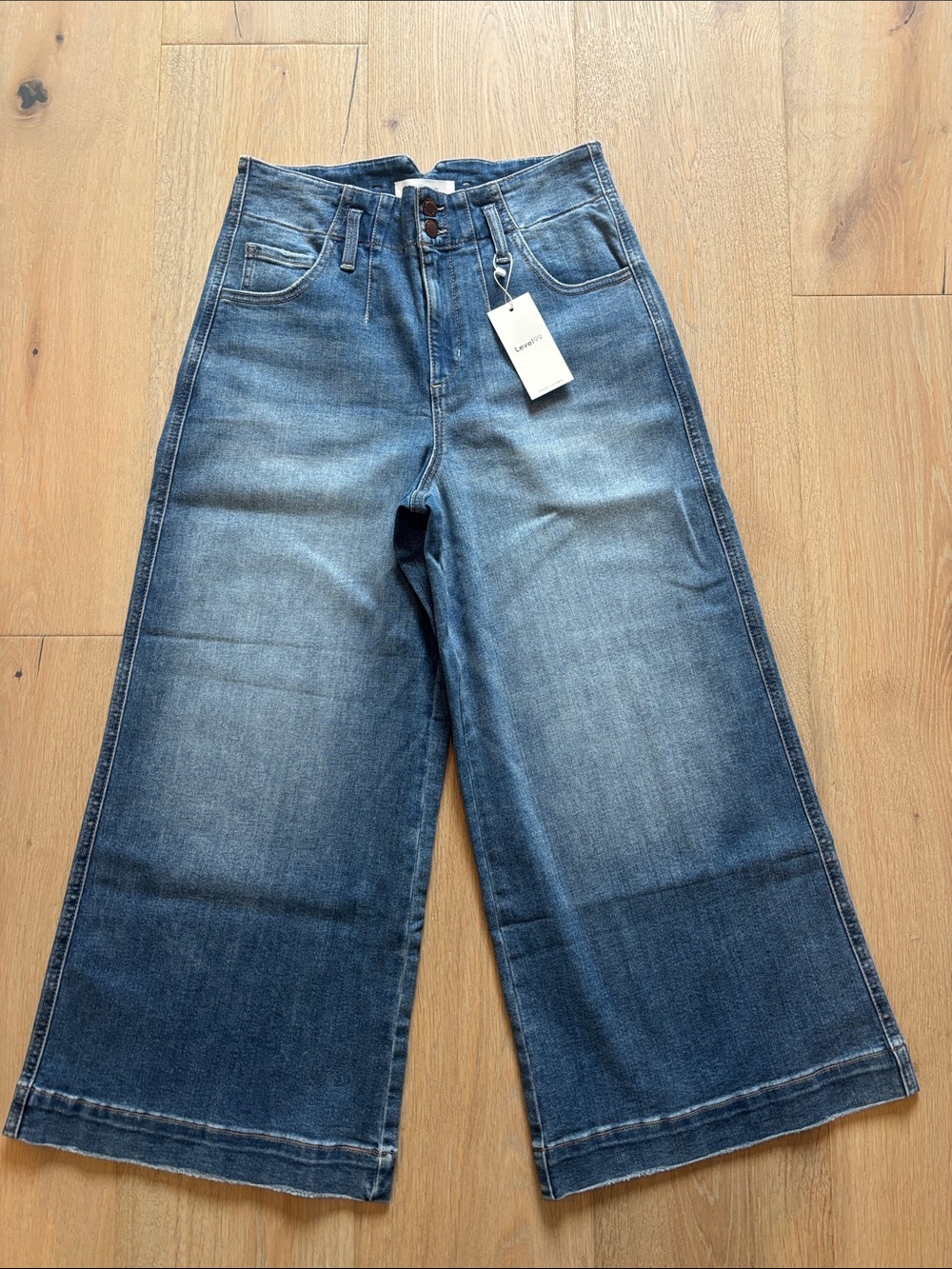 Level 99 High-Rise Wide Leg Jeans in Faded Blue